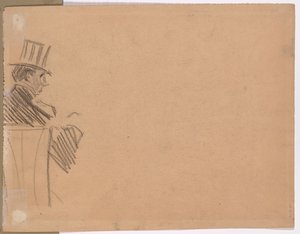 Perfil direito do homem usando chapéu alto (verso) de attributed to Jean Louis Forain