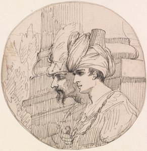 Duas cabeças numa Roundel de attributed to John Hamilton Mortimer