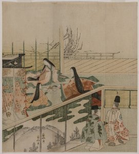 Damas da corte fazendo bonecas de attributed to Kubo Shunman