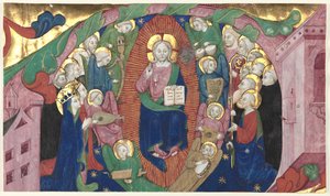 Fragmento de uma inicial historiada de um livro de coro: Cristo em majestade de attributed to Michelino Molinari da Besozzo