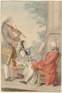 Monsieur e Madame Blizet com Monsieur Le Roy, o ator de called Carmontelle Louis de Carrogis