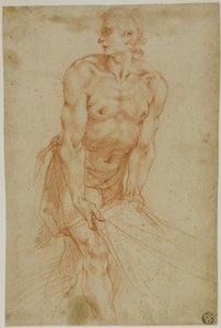 Homem a puxar o lençol: Estudo para o sepultamento [Sacristia da Certosa di San Martino, Nápoles, 1596]