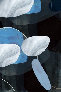 Formas flutuantes em azul profundo de cartissi