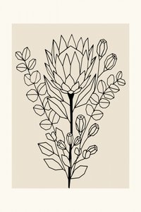 Protea e eucalipto minimalistas de cartissi