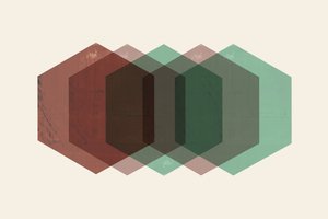 Sobreposição de hexágonos em tons suaves de cartissi