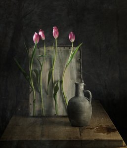 Natureza morta com tulipas rústicas de chenyi wang