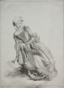 Mulher sentada de copy after Jean Antoine Watteau