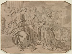 Casamento Místico de Santa Catarina de copy after Nicolas Poussin