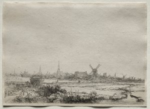 Cópia de Vista de Amsterdã do Noroeste de copy after Rembrandt van Rijn