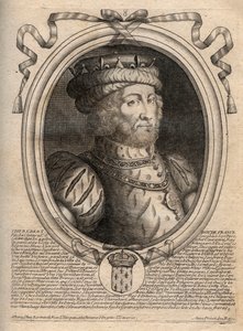 Retrato de Caribert, rei dos Francos (561-567) - Caribert ou Charibert (d.567) Rei dos Francos - gravura de 