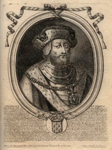 Retrato de Carlos III dit le Simple (879-929) rei dos Francos - CHARLES III (879-929) - Carlos o Simples - Rei da França, 893-923 - gravura de 
