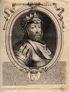 Retrato de Childeric I, rei dos Francos Salianos (436-481) - CHILDERIC I Rei dos Francos Salianos - gravura de 