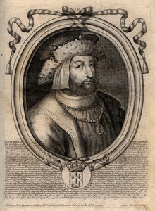 Retrato de Clotaire (Clothaire) II (584 - 628), Rei de Neustria e Rei dos Francos - Clotaire ou Clotar II (d.629) Rei dos Francos - gravura de 