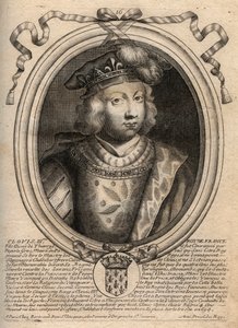 Retrato de Clovis III, rei dos francos de 691 a 695 - CLOVIS III rei merovíngio de Neustria e Austrasia - gravura de 
