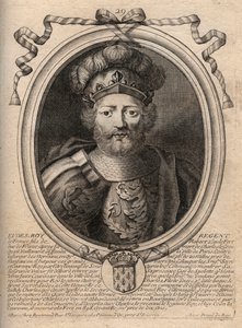 Retrato de Eudes (Odon) (v. 860 - 898), Conde de Paris e Troyes, depois Rei da França - Conde EUDES de Paris eleito ao trono francês após a deposição de Carlos Imperador - gravura de 