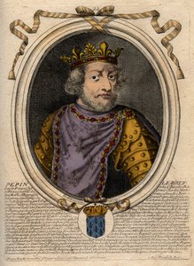 Retrato de Pepin III dit Pepin le Brief (714-768) rei da França - Pepin III (714-768) (Pepin the Short) rei dos Francos - gravura de 