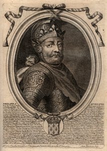 Retrato de Philip II dit Philippe Auguste (1165-1223) - Philip Augustus II (1165-1223) Rei da França - gravura de 