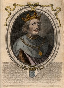 Retrato de Philippe VI de Valois (1293-1350), Rei de França - Philip VI de Valois (1293-1350) Rei de França - gravura de "Les Augustes Representations de tous les Kings de France de Pharamond a LouisXIV", Paris