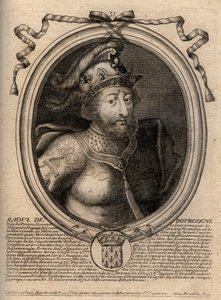 Retrato de Raoul de France (ou Rodolphe, c. 890-936) Rei dos Francos - Rudolph (Raoul, Rodolphe) de Borgonha, Rei de França (923-936) - gravura de 