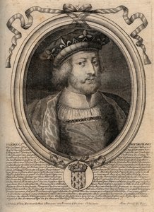 Retrato de Thierry III (ca. 657-691), rei dos Francos de Neustria (673-675) e rei de todos os Francos (679-691) No livro está escrito "Thierry I" mas é um erro - Theuderic III (Theuderich, Theoderic, Theodoric), Rei de Neustria (673-675) a