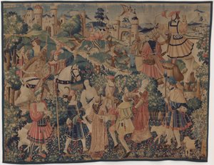 Caça e Cenas Pastorais, com gaita de foles e dançarinos de design probably French 16th Century, Paris; woven in southern Netherlands or Paris in an undetermine workshop