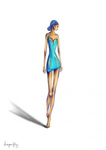 Vestido azul elegante para mulher de dragonfly