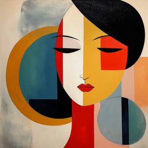 Uma mulher escandinava , Minimalista moderno, arte viva, impressão de arte mural