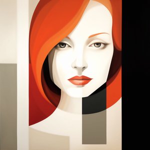 Retrato de rapariga contemporâneo minimalista abstrato, impressão de arte mural a pedido