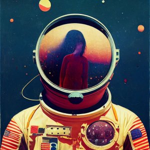 Pintura abstrata de um astronauta no espaço, Arte de parede | Impressões em tela