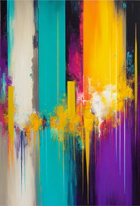 Composição abstrata, cor vibrante e quente, Arte de parede | Impressões em tela