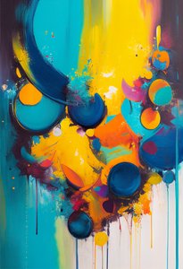 Composição abstrata com cores vibrantes, impressão de arte mural a pedido