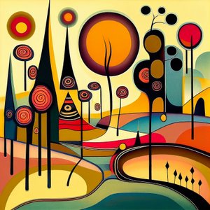 Paisagem biomórfica minimalista abstrata, Arte de parede | Impressões em tela