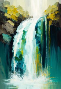 Natureza abstrata e Paisagem, pintura de cascata, Arte de parede | Impressões em tela