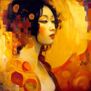 Retrato abstrato, belo e atraente feminino, Telas e molduras para parede