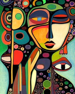 Pintura facial de mulher abstrata, arte figurativa, parede Impressão de arte a pedido