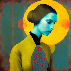 Pintura facial abstrata de mulher em meditação, Impressões em tela, Arte de parede | Impressões em tela