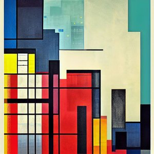 Abstracções geométricas arquitectónicas sobre tela , impressões de arte de parede