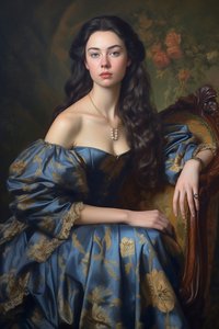 Senhora bonita, Pintura de retrato vintage | Impressões em Tela