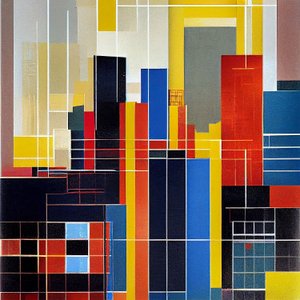 Vista da cidade de Boston, estilo dinâmico abstrato, Arte de parede | Impressões em tela
