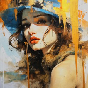 Esboço de design de moda de mulher, arte a óleo detalhada, Arte de parede | Impressões em tela