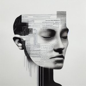 Minimalismo Homem Pintura de rosto, parede Impressão de arte a pedido