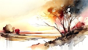 Natureza e paisagem Pintura horizontal abstrata, parede Impressão de arte a pedido
