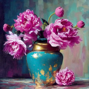 Pintura de flores cor-de-rosa, arte botânica abstrata, impressão mural de arte a pedido