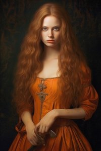 Pintura de retrato de uma bela supermodelo feminina Século XVIII | Impressões em Tela