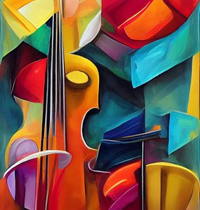 Pintura sinfónica de violino, arte digital para impressão