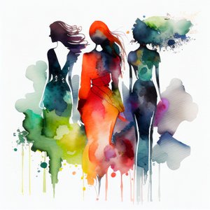 Pintura de uma rapariga de moda em aguarela, azul Misty e fundo branco, Impressões murais