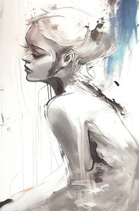 Pintura de uma mulher, romantismo moderno, Parede | Impressões em tela