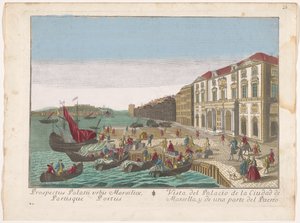 Vista da Câmara Municipal e do porto de Marselha
Vista do Palácio da Cidade de Marselha, e parte do porto (título sobre o objecto) de familie Remondini (attributed to)