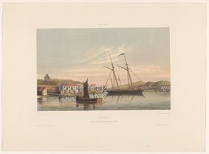 Porto de Willemstad Curaçao. Ancoradouro de navios de guerra no porto (título no objeto)
