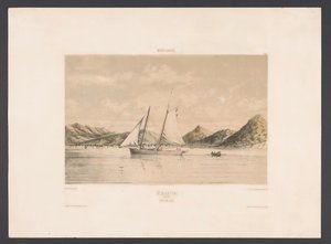 São Martinho São Martinho. Baía e cidade (título no objeto) Índias Ocidentais (título da série no objeto) Vistas das Índias Ocidentais da Holanda (título da série) de jonkheer Jacob Eduard van Heemskerck